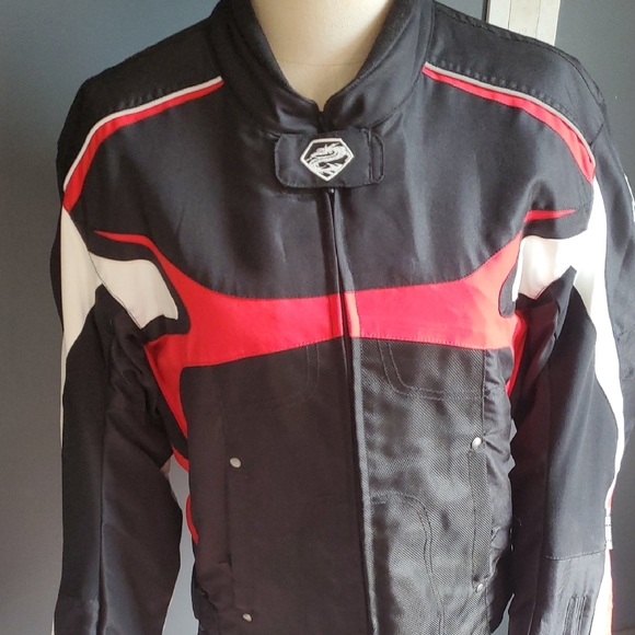 Arlen Ness Unisex Black and Red Motorcycle Padded Jacket Sz M - Picture 3 of 17